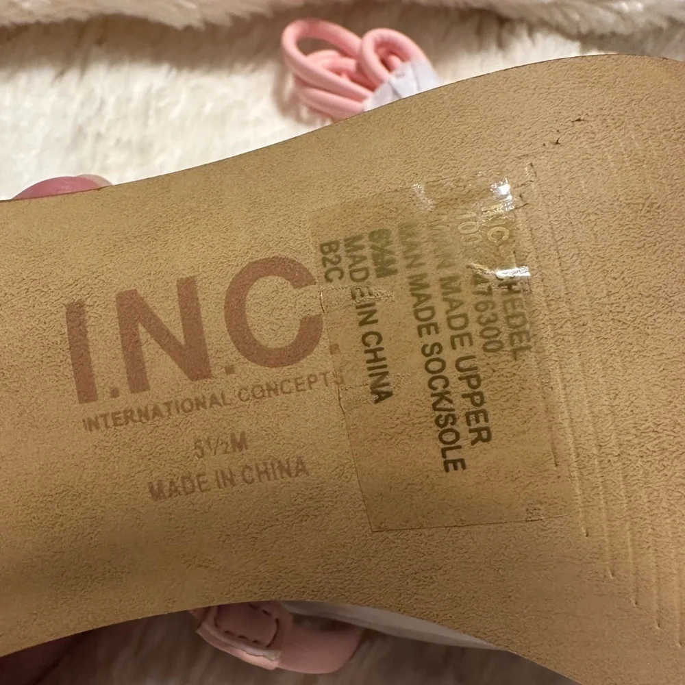 INC International Concepts Women's Light Pink Wrap Sandals